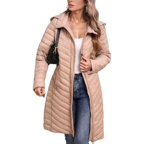 Women Winter Thickened Quilted Puffer Coat with Hood Long Padded Down Puffer Jacket Overcoat Lightweight Warm in Saudi Arabia