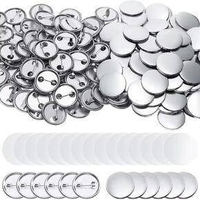 100Sets Blank Round Badges, Metal Pin Badge Kit for Button Maker Machine, Includes Metal Shells Back Cover and Clear Film in Saudi Arabia