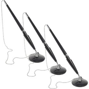 SAFIGLE 3pcs قلم حبر جاف توقيع الأعمال مع سلسلة، مجموعة أقلام تسجيل سطح المكتب الثابتة للاستخدام في المكتب ودفتر الضيوف، أداة كتابة طاولة سوداء احترافية in Kuwait