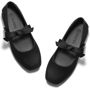أحذية Coutgo Girls Mary Jane Dress Shoes، أحذية زهرة فتاة، أحذية باليه مسطحة من الساتان لحفلات الزفاف، أحذية مدرسية in Kuwait