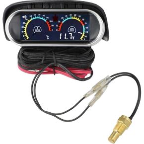 Oil Temp Gauge 2 In 1 LCD Car Water Temperature Gauge With Voltmeter Alarm, 10Mm Sensor, Fit For 12V-24V Cars And Trucks in Saudi Arabia
