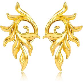 DOEARKO 2 Pcs Stainless Steel Ear Gauges Feather Design Ear Tunnels and Plugs Screw Back Double Flared Expanders for Stretched Ears Body Jewelry for Men & Women in Kuwait