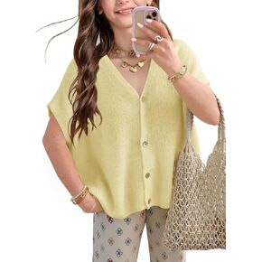 Girls Sweater Cardigans Tops Fashion Teen Spring Summer Batwing Short Sleeve Button Lightweight Casual Loose Top in Saudi Arabia