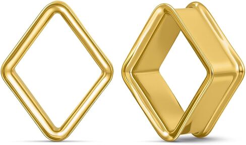 ERKUOO Minimalist Rhombus Ear Gauges Tunnels Geometric Hollow Diamond Shape Ear Saddles Plugs for Stretched Ears High Polished Gold and Silver Tone Body Piercing Jewelry for Men Women 0g to 5/8 Inch in Saudi Arabia