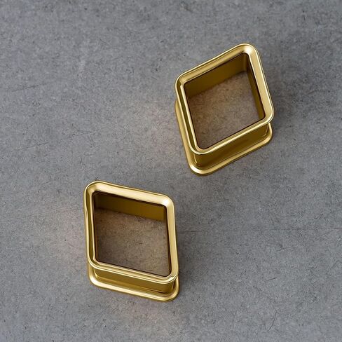 ERKUOO Minimalist Rhombus Ear Gauges Tunnels Geometric Hollow Diamond Shape Ear Saddles Plugs for Stretched Ears High Polished Gold and Silver Tone Body Piercing Jewelry for Men Women 0g to 5/8 Inch in Saudi Arabia