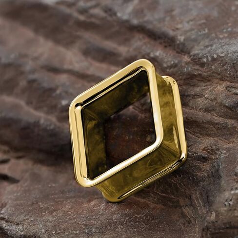ERKUOO Minimalist Rhombus Ear Gauges Tunnels Geometric Hollow Diamond Shape Ear Saddles Plugs for Stretched Ears High Polished Gold and Silver Tone Body Piercing Jewelry for Men Women 0g to 5/8 Inch in Saudi Arabia