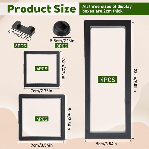 12 قطعة من حامل العرض العائم ثلاثي الأبعاد، إطار عائم، إطار عرض بختم أسود، إطارات تخزين المجوهرات الشفافة، إطارات حامل حامل العملات المعدنية للمجوهرات، العينات، الميداليات، الطوابع in Kuwait