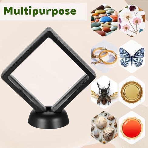 12 قطعة من حامل العرض العائم ثلاثي الأبعاد، إطار عائم، إطار عرض بختم أسود، إطارات تخزين المجوهرات الشفافة، إطارات حامل حامل العملات المعدنية للمجوهرات، العينات، الميداليات، الطوابع in Kuwait