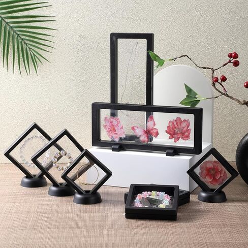 12 قطعة من حامل العرض العائم ثلاثي الأبعاد، إطار عائم، إطار عرض بختم أسود، إطارات تخزين المجوهرات الشفافة، إطارات حامل حامل العملات المعدنية للمجوهرات، العينات، الميداليات، الطوابع in Kuwait