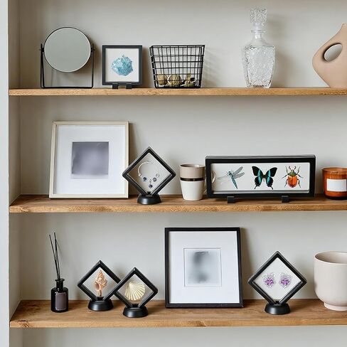 12 قطعة من حامل العرض العائم ثلاثي الأبعاد، إطار عائم، إطار عرض بختم أسود، إطارات تخزين المجوهرات الشفافة، إطارات حامل حامل العملات المعدنية للمجوهرات، العينات، الميداليات، الطوابع in Kuwait