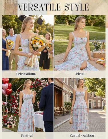 Scarlet Darkness Women's Floral Corset Dress 2026 Summer Spring Wedding Guest Dresses Flowy Sundress with Pockets in Saudi Arabia