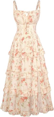 Scarlet Darkness Women's Floral Corset Dress 2026 Summer Spring Wedding Guest Dresses Flowy Sundress with Pockets in Saudi Arabia