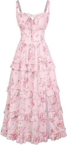 Scarlet Darkness Women's Floral Corset Dress 2026 Summer Spring Wedding Guest Dresses Flowy Sundress with Pockets in Saudi Arabia