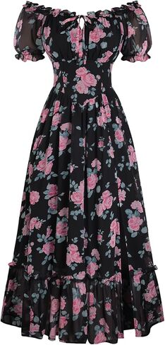 Scarlet Darkness Floral Corset Dress Women 2026 Summer Cottagecore Flowy Dresses in Saudi Arabia