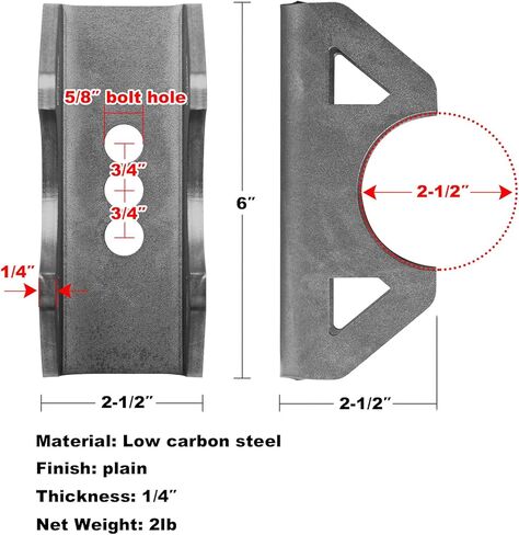 GBGS 2 Pack Leaf Spring Perch Seats Fits OD 2-1/2" Axle Tube, for Off-Road SOA Conversion,Works with 2-1/2"Wide Leaf Spring,1/4" Thick in Saudi Arabia