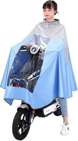 Waterproof rain poncho, Electric bike rainwear, Universal Mobility Cape Cover Rainwear Cycling Hooded Rain Poncho for E-bikes,Motorcycles Scooters(Blue,4X-Large) in Saudi Arabia