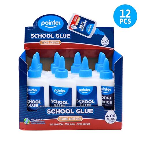 Pointer School Glue, Strong Adhesion White Glue, Non-Toxic Washable, 4.06 fl oz Bottles, 12 Pack, for Classroom Crafts, Back-to-School Supplies in Saudi Arabia