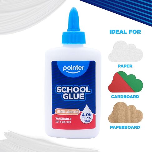 Pointer School Glue, Strong Adhesion White Glue, Non-Toxic Washable, 4.06 fl oz Bottles, 12 Pack, for Classroom Crafts, Back-to-School Supplies in Saudi Arabia