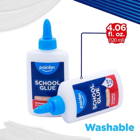 Pointer School Glue, Strong Adhesion White Glue, Non-Toxic Washable, 4.06 fl oz Bottles, 12 Pack, for Classroom Crafts, Back-to-School Supplies in Saudi Arabia