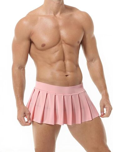 Mens Sexy Mini Pleated Skirt, Sissy Costume Skirt School Girl Lingerie Outfit for Role Playing in Kuwait