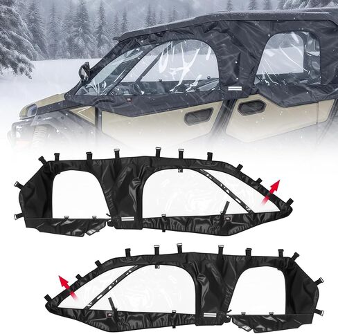 أبواب علوية لكابينة KEMIMOTO متوافقة مع 2024+ CFMOTO ZFORCE 950 SPORT 4، ترقية سحاب YKK مقاوم للماء ونوافذ علوية ناعمة للحماية من الثلوج والمطر (4 مقاعد) in Kuwait