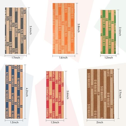 L LIKED 200-Count Assorted Coin Roll Wrappers - Fits Pennies, Nickels, Dimes, Quarters, Dollars & Halves in Kuwait