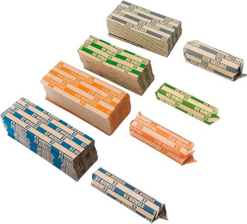 L LIKED 200-Count Assorted Coin Roll Wrappers - Fits Pennies, Nickels, Dimes, Quarters, Dollars & Halves in Kuwait