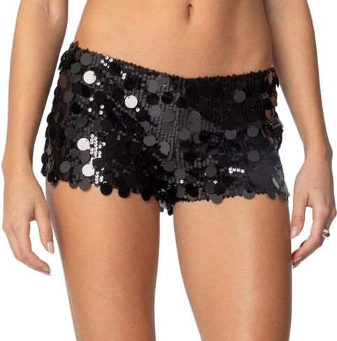 شورت صغير مزين بالترتر للنساء مثير سباركلي منخفض الارتفاع ضيق الهذيان السراويل Y2k بريق ديسكو نادي الخروج قيعان in Kuwait