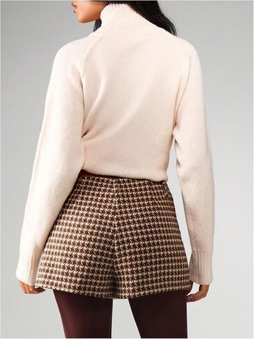 شورت قصير نسائي قصير بحزام ومطبوع بنقشة Houndstooth من MakeMeChic، شورت شتوي صغير بأرجل مستقيمة in Saudi Arabia