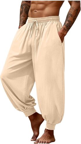 Baggy Pants for Men Harem Pants Loose Stretchy Waist Casual Hippie Trousers Baggy Track Pant Y2k Drawstring Waist Pant in Saudi Arabia