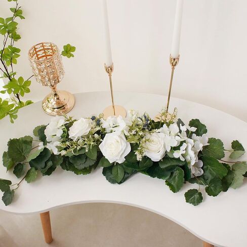 29.5in Artificial Peony Floral Swag, Simulation Mixed Flower Lintel Wall Hanging Faux Floral Swag Wreath with Green Leaves, Wedding Arch Garland for Ceremony Table Centerpiece (Magnolia) in Saudi Arabia