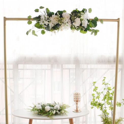 29.5in Artificial Peony Floral Swag, Simulation Mixed Flower Lintel Wall Hanging Faux Floral Swag Wreath with Green Leaves, Wedding Arch Garland for Ceremony Table Centerpiece (Magnolia) in Saudi Arabia