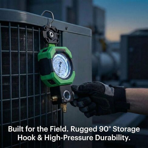 مقياس التبريد Eujgoov HVAC مع ضوء LED لأداة إصلاح خط التيار المتردد R410A R32 0-500 PSI in Kuwait