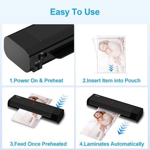 جهاز تغليف حراري OL253 للمعلمين والمكاتب المنزلية، جهاز تغليف سطح المكتب سريع التسخين مع تغليف ناعم وخالي من الفقاعات، يناسب أكياس بحجم A4 وLetter، سعة 3-5 مل in Kuwait