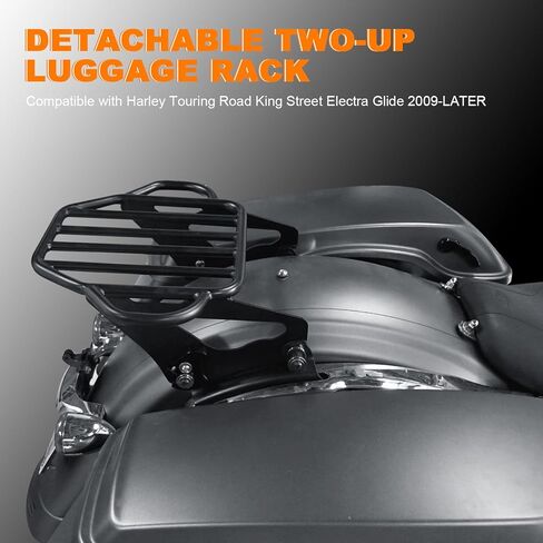 Black Detachable Two-Up Luggage Rack Motorcycle Rear Mounting Rack for Harley Touring Street Glide Road King Road Glide Electra Glide CVO Limited Custom 2009-2025 in Saudi Arabia