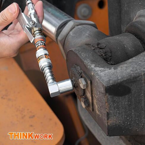 THINKWORK Grease Gun Coupler Set, Strong Lock on Greases Gun Couplers with 90° Grease Coupler Adaptor,12000 PSI Quick Release Grease Coupler Compatible with All Grease Guns 1/8" NPT Grease Gun Fitting in Saudi Arabia