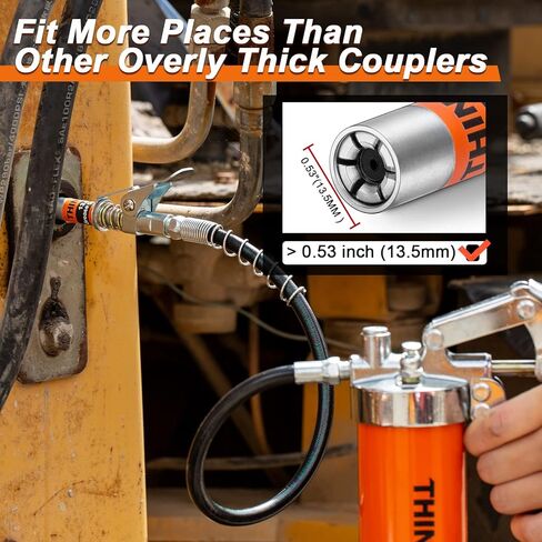 THINKWORK Grease Gun Coupler Set, Strong Lock on Greases Gun Couplers with 90° Grease Coupler Adaptor,12000 PSI Quick Release Grease Coupler Compatible with All Grease Guns 1/8" NPT Grease Gun Fitting in Saudi Arabia