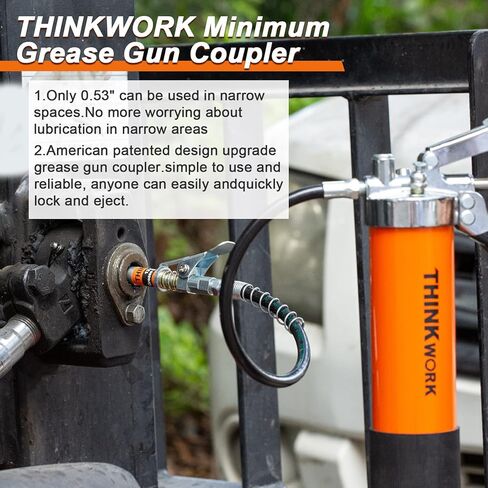 THINKWORK Grease Gun Coupler Set, Strong Lock on Greases Gun Couplers with 90° Grease Coupler Adaptor,12000 PSI Quick Release Grease Coupler Compatible with All Grease Guns 1/8" NPT Grease Gun Fitting in Saudi Arabia