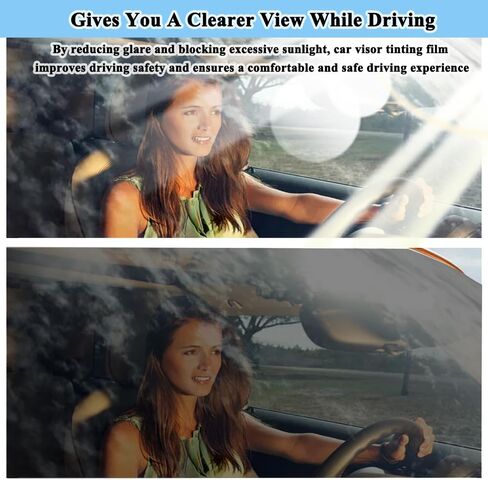 2Pack Car Window Film, Sun Visor Strip Tint Film, Auto Tint Film, Car Front Windshield Protect Shade Sticker, Windshield Solar Protection Film for Shading and Filtration (Gradient Golden) in Saudi Arabia