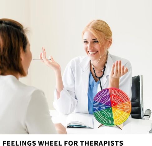 عجلة المشاعر للمعالجين - أداة ذكاء عاطفي معتمدة من قبل المعالجين، مخطط عاطفي خشبي لديكور مكتب الاستشارة، هدية للصحة العقلية للرجال والنساء in Saudi Arabia