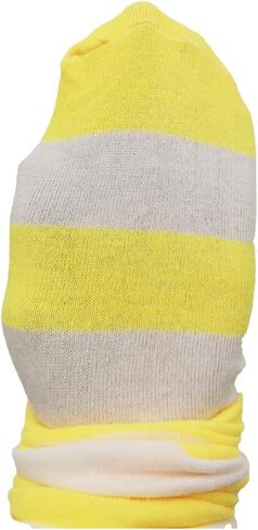 VIGUEUR Striped Thigh High Socks, Over the Knee Knit Stockings, Elastic Leg Warmers, Yellow and White in Saudi Arabia