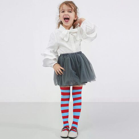 knliwkm 2 Pairs Red and White Blue Striped Costume Socks Knee High for Kids Girls Boys Party Supplies Accessories in Saudi Arabia