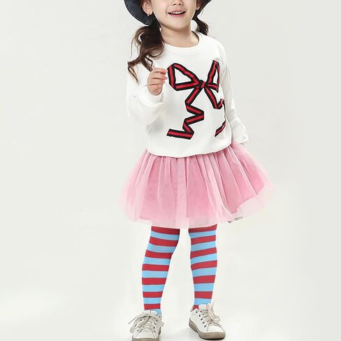 knliwkm 2 Pairs Red and White Blue Striped Costume Socks Knee High for Kids Girls Boys Party Supplies Accessories in Saudi Arabia