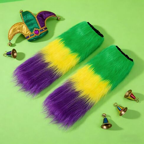 Mardi Gras Leg Warmer Covers Mardi Gras Costume Accessory for Women Men Purple Gold Green Long Boots Cuff Cover in Saudi Arabia