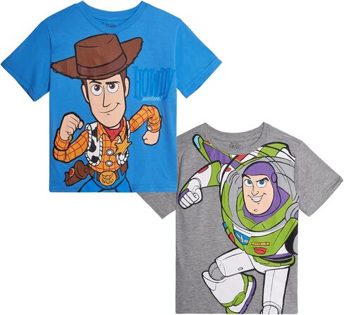 قمصان للأولاد من Disney Toy Story - قطعتان من تي شيرتات للأولاد بأكمام طويلة وقصيرة من Buzz Lightyear Woody Rex للأطفال الصغار (2T-7) in Kuwait