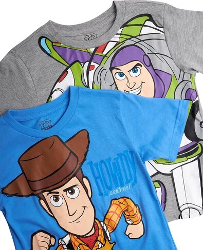 قمصان للأولاد من Disney Toy Story - قطعتان من تي شيرتات للأولاد بأكمام طويلة وقصيرة من Buzz Lightyear Woody Rex للأطفال الصغار (2T-7) in Kuwait