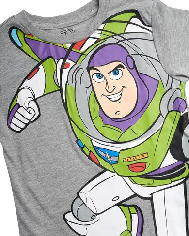 قمصان للأولاد من Disney Toy Story - قطعتان من تي شيرتات للأولاد بأكمام طويلة وقصيرة من Buzz Lightyear Woody Rex للأطفال الصغار (2T-7) in Kuwait