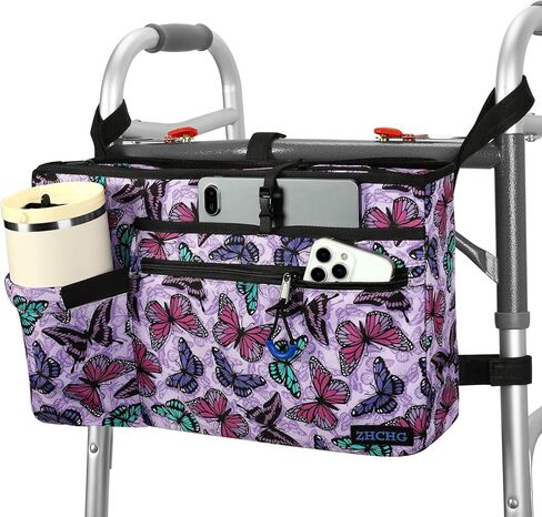 Walker Bag with Cup Holder, Walker Accessories for Seniors Detachable, Foldable Walker Basket with Big Capacity, Best Gift- Light Pink (Not Fit Rollator Walkers) in Saudi Arabia