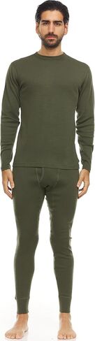 100% Merino Wool - Men's Midweight Top and Bottom - Thermal Base Layer Set - Olive Drab - Large in Saudi Arabia