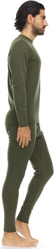 100% Merino Wool - Men's Midweight Top and Bottom - Thermal Base Layer Set - Olive Drab - Large in Saudi Arabia